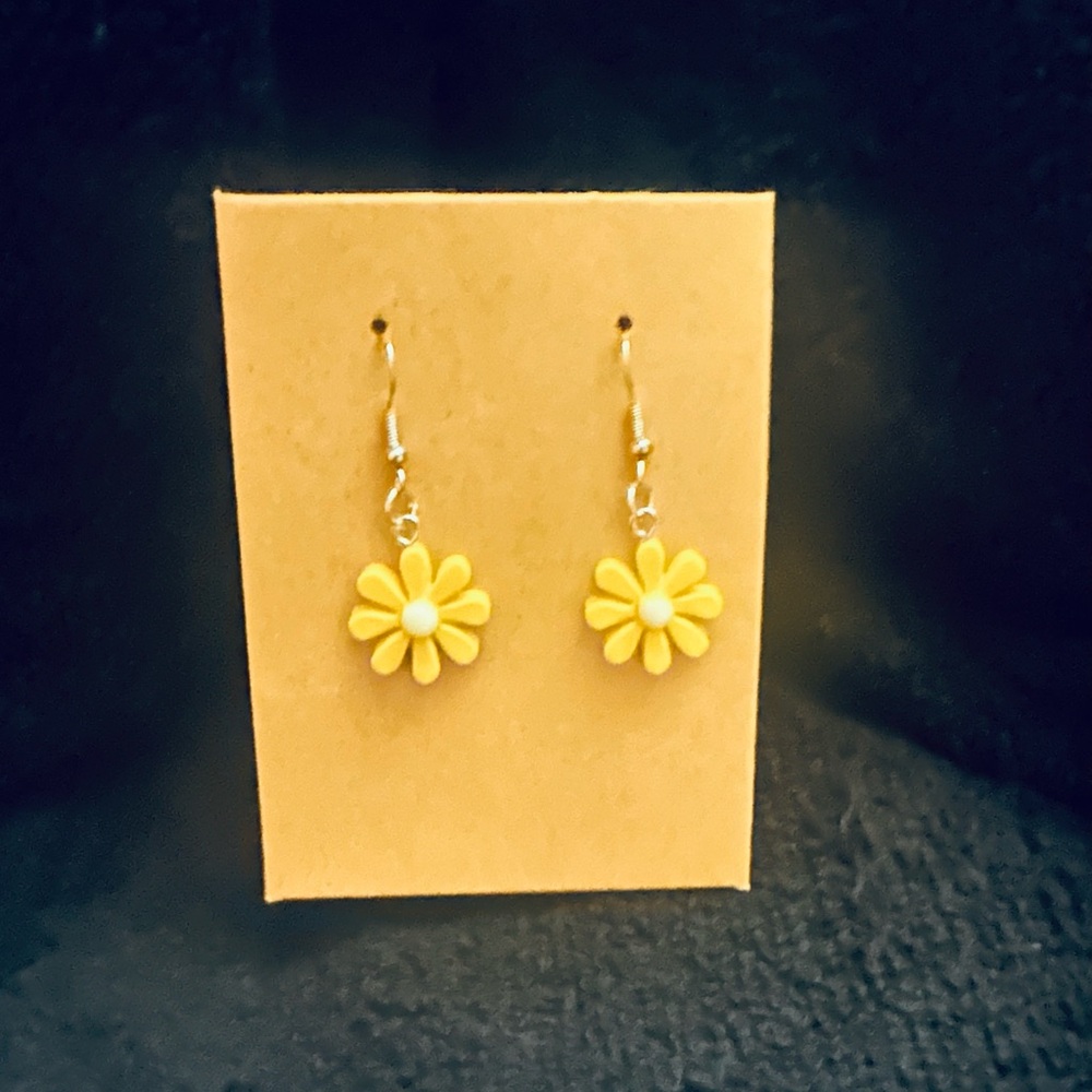 Yellow Daisy Drop Earrings for Women